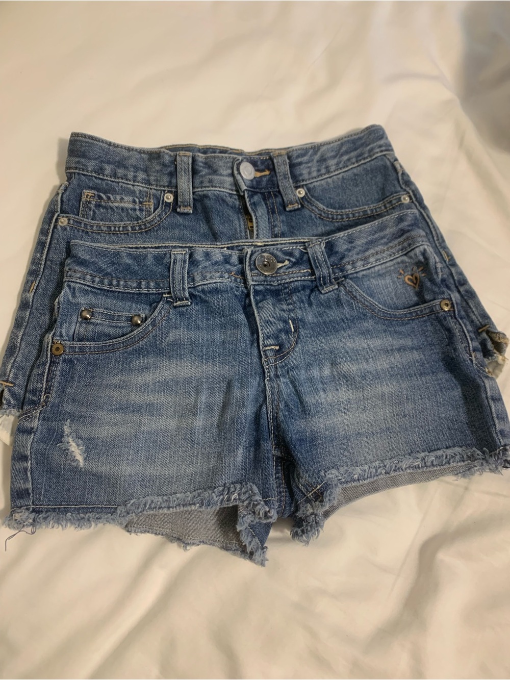 Justice and Old Navy Blue Jean Distressed Denim Cutoff Shorts bundle of 2 size 8